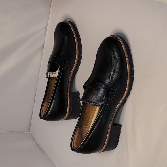Dream Pairs Black Faux Leather Platform Loafers with Chunky Heels NEW - Picture 3 of 12